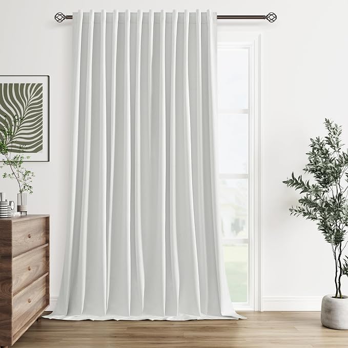 100% Blackout Extra Wide 100 Inch Linen Curtains 108 Inches Long by Guken