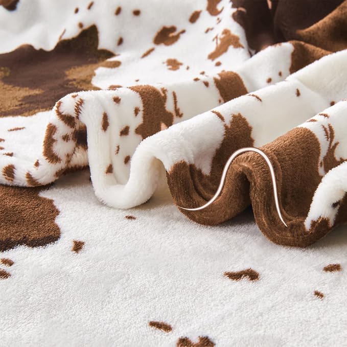 Edenleaf Cow Print Blanket 60"x80", Ultra Soft Flannel Cow Throw Blanket - Image 4