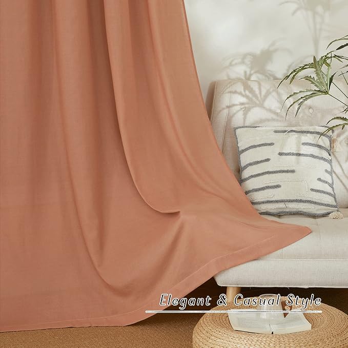 NICETOWN Thick Linen Burlap Terracotta Curtains, Privacy Curtains that Let - Image 6