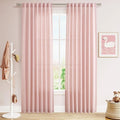 Pink Linen Curtains 84 Inch Length 2 Panels Set by Nanspring