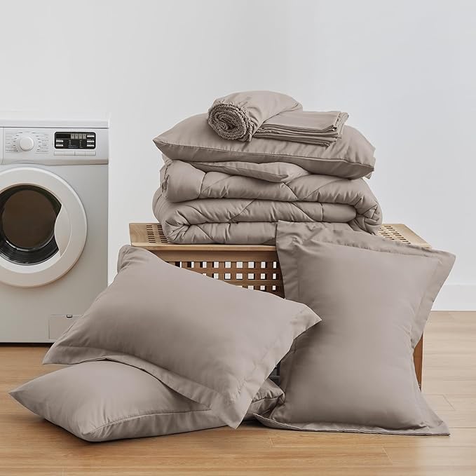 Love's cabin Full Comforter Set Burlwood, 7 Pieces Full Bed in a Bag, All Season Full Bedding Sets with 1 Comforter, 1 Flat Sheet, 1 Fitted Sheet, 2 Pillowcase and 2 Pillow Sham