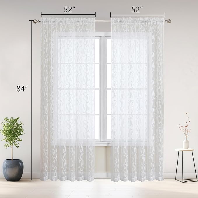 Furman Sheer White Curtains 84 inches Long - Image 2