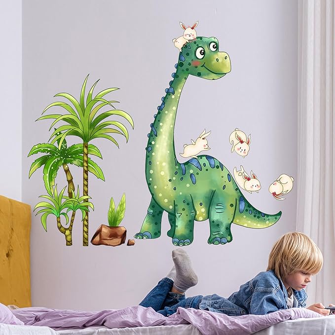 Cartoon Dinosaur Wall Stickers Decals Kid Room Nursery Baby Bedroom Décor (Cute Dinosaur Rabbit)
