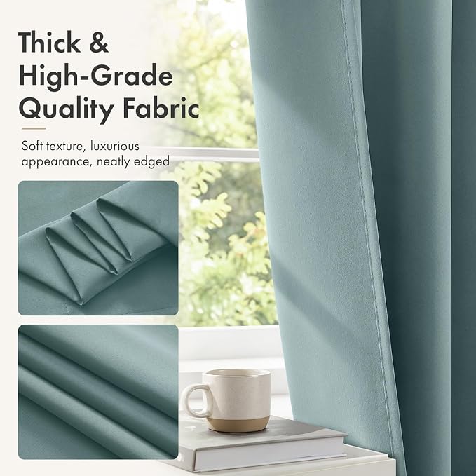 MIULEE Set of 4 Dusty Blue 45 Inch Short Blackout Kitchen Window Curtains | - Image 6