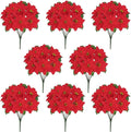8 Pack Poinsettia Flowers Artificial Christmas Decorations, Red Poinsettia Flowers for Christmas Tree, Velvet Poinsettias Artificial Flowers for Xmas Decor DIY for Home Vase Indoor Outdoor Garden
