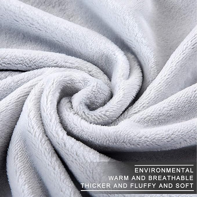 Polar Fleece Blankets Queen Size for The Bed Extra Soft Brush Fabric Super Warm Sofa Blanket 90" x 90"(Light Gray Queen)
