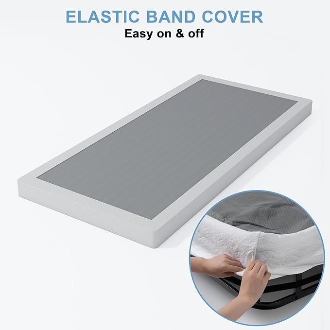 Twin Box Spring - 4 Inch High Profile Box Spring for Twin Bed, Sturdy Metal Frame Mattress Foundation, Easy Assembly, Quiet & Noise-Free