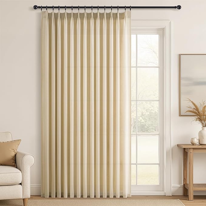 Topfinel 108 Inch Curtains 1 Panels Set, One Packs Pinch Pleat Back Tab Linen by Topfinel