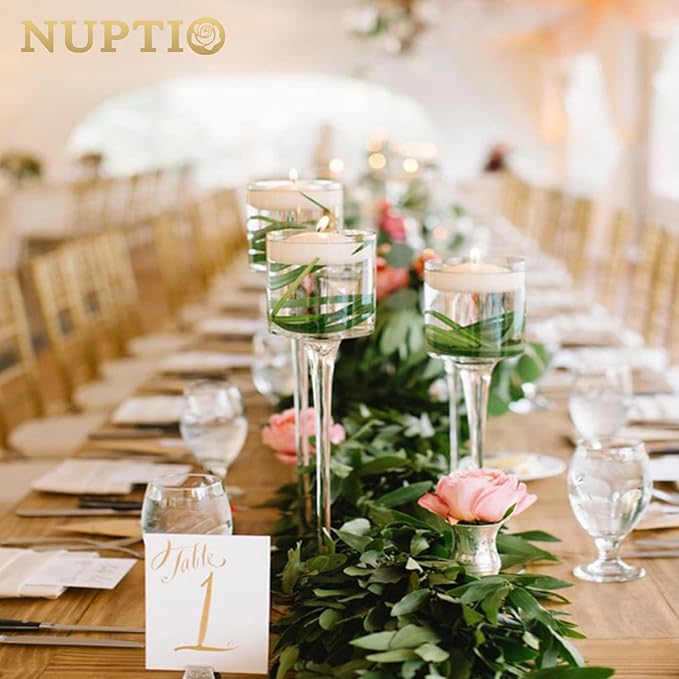 NUPTIO Tealight Candle Holders Bulk: Set of 30 Long Stemmed Candle Stands for Table Centerpiece Decor - Monet Candleholders for Floating Candles