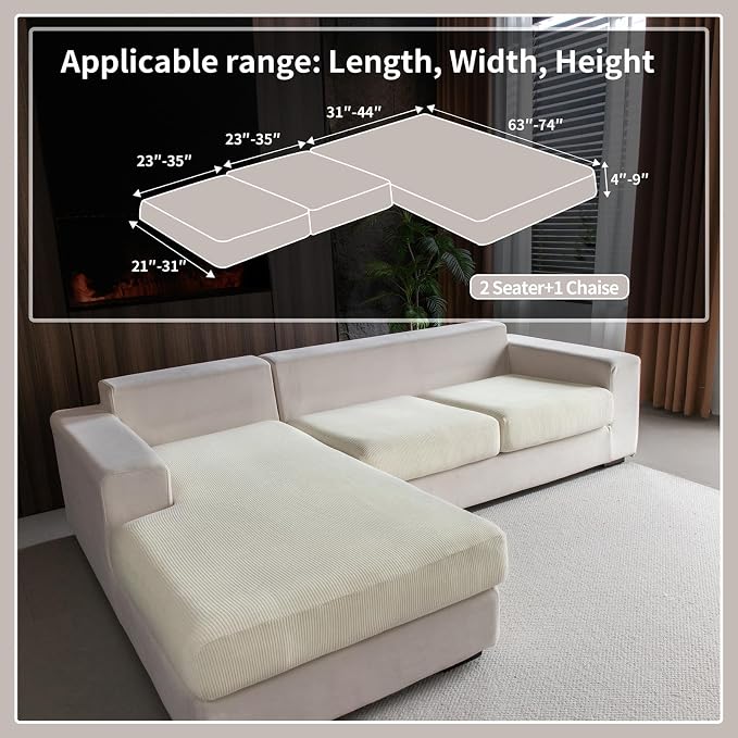 OHSIO Sectional Couch Covers, Wear Resistant Stretch Sofa Covers Washable Soft - Image 2