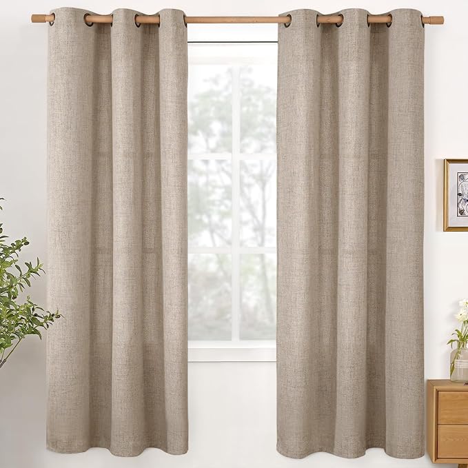 YoungsTex Dark Oatmeal Linen Semi Sheer Curtains 72 Inch Length by YoungsTex