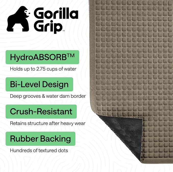 GORILLA GRIP® Ultra Absorbent Front Door Mat Outside Entrance 72x24, Traps Dirt - Image 2