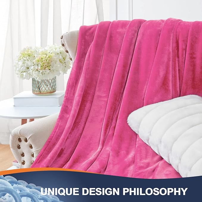 Walensee Fleece Blanket Plush Throw Fuzzy Lightweight (Twin Size 60x80 Hot Pink) Super Soft Microfiber Flannel Blankets for Couch, Bed, Sofa Ultra Luxurious Warm and Cozy for All Seasons