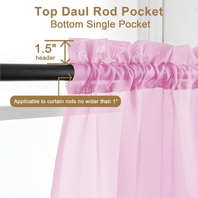 Chyhomenyc Sheer Curtains 63 Inch Length 2 Panels, Soft Airy, Rod Pocket - Image 6
