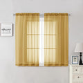 Gold Sheer Curtains 54 Inch Length 2 Panels, Light Filtering Voile Curtain by Lecloud