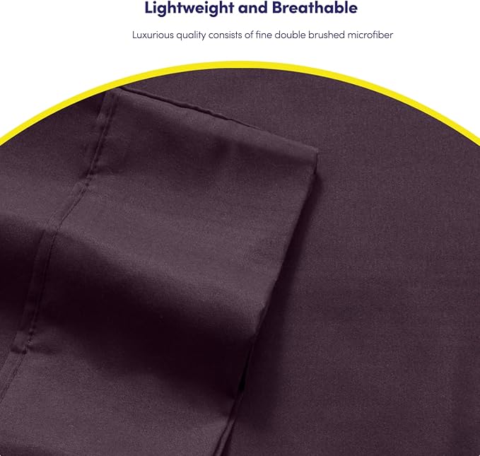 Sweet Home Collection 6 Piece 1500 Supreme Collection Brushed Microfiber Deep Pocket Sheet Set-2 Extra Pillow Cases, Great Value, Rv Short Queen, Purple