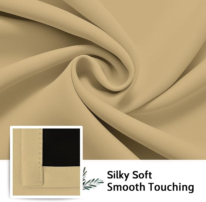 SimpleHome Biscotti Beige 100% Blackout Curtains Room Darken Living Room 84 | - Image 7