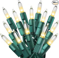 PREXTEX 100 Count Clear Christmas Lights - 20 ft Ultra Bright String Lights with Green Wire for Indoor and Outdoor Use, Christmas Trees, Holidays, Patios and Garden