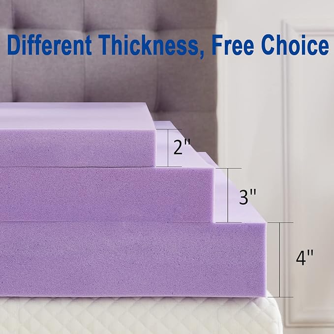 SINWEEK 4 Inch Gel Memory Foam Mattress Topper Ventilated Soft Pressure Relieve Mattress Pad, Breathable Bed Topper, CertiPUR-US Certified, Full Size