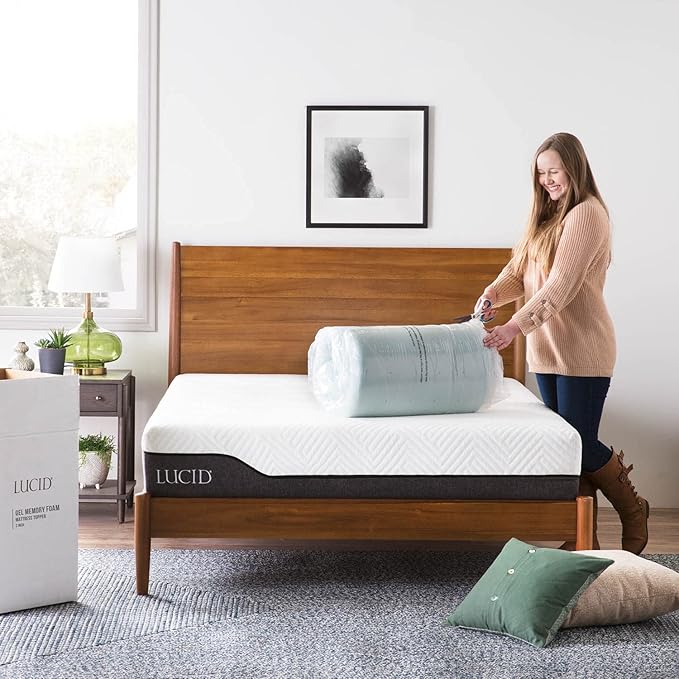 LUCID Mattress Topper, Twin XL, 3 Inch, Memory Foam - Gel Infused Mattress Topper - CertiPUR Certified