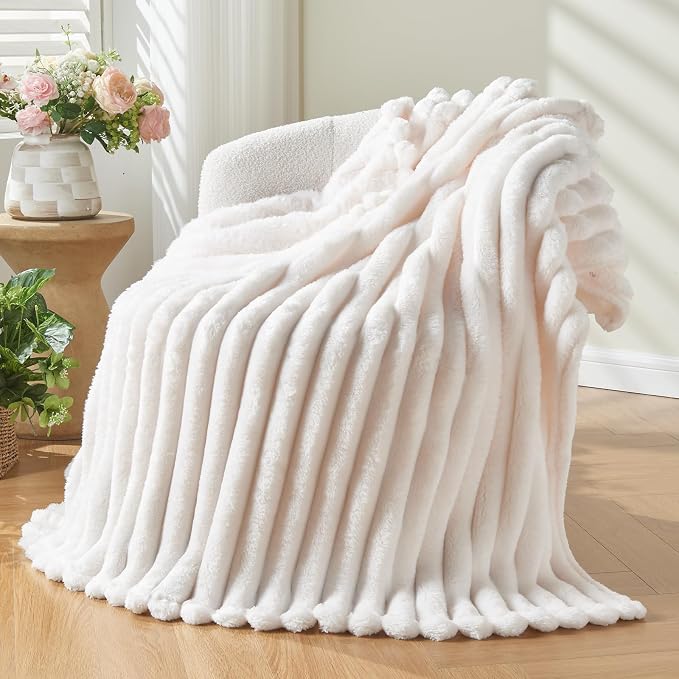 NEWCOSPLAY Fleece Ribbed Cozy Throw Blanket by NEWCOSPLAY