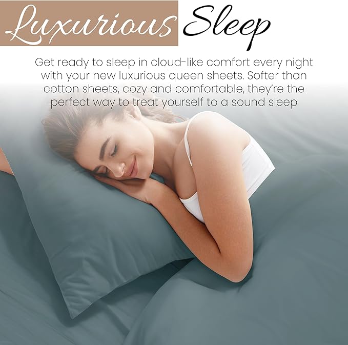 Linen Market Bed Sheets for Twin XL Size Bed (Ocean) - Sleep Better Than Ever with These Soft and Cooling Twin XL Sheets - Deep Pocket Fits 16" Thick Beds - 4 Piece Twin XL Sheet Set