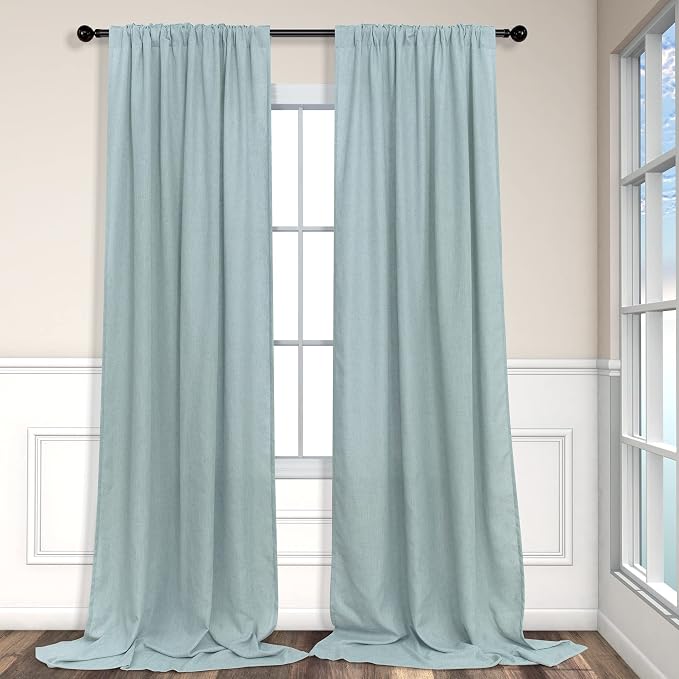Aqua Curtains 108 Inches Long for Kids Room 2 Panels Set Back Tab Pocket Drapes - Image 9