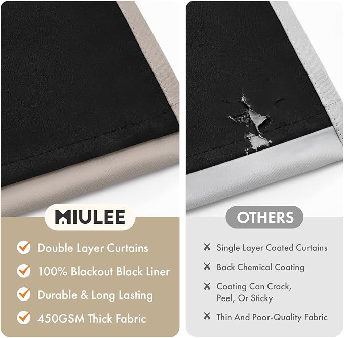 MIULEE Natural 100% Blackout Curtains - Image 4