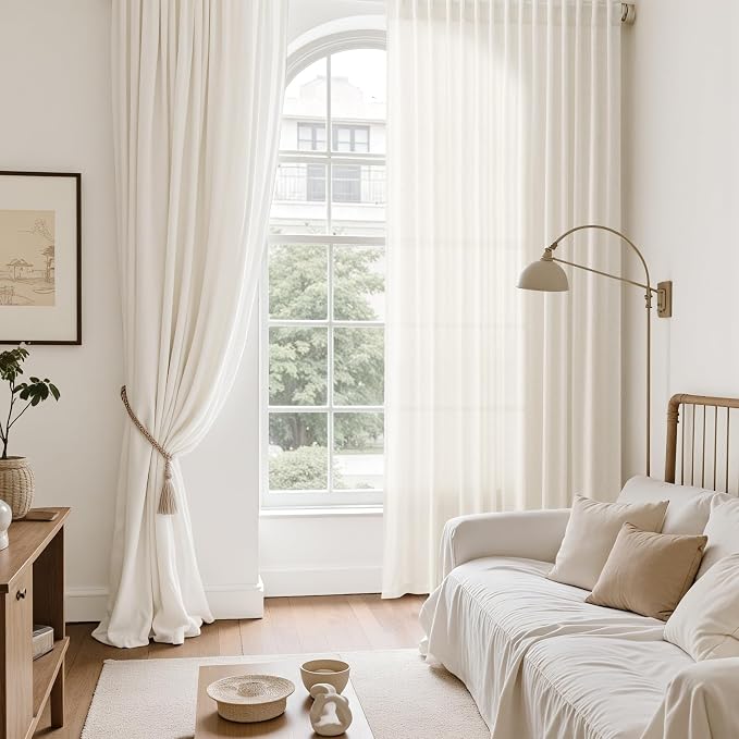 Modern Linen Curtains 84 Inch Length 2 Panels Set - Image 6
