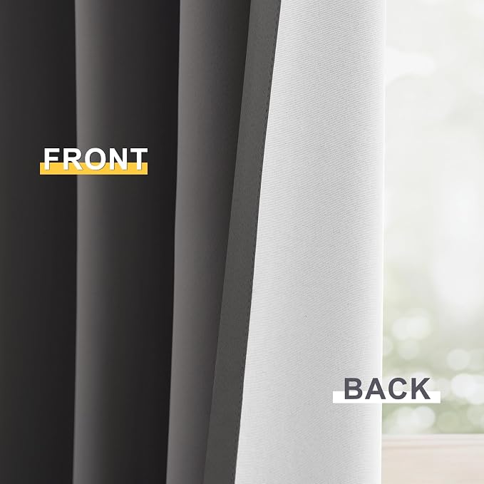 Yakamok Charcoal Grey 100% Blackout Curtains 63 Inches Long 50" Wide 2 Panel - Image 6