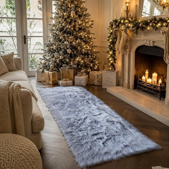 EasyJoy Faux Sheepskin Rug, Fluffy Faux Fur Rug, Ultra Soft Shag Area Rug by EasyJoy