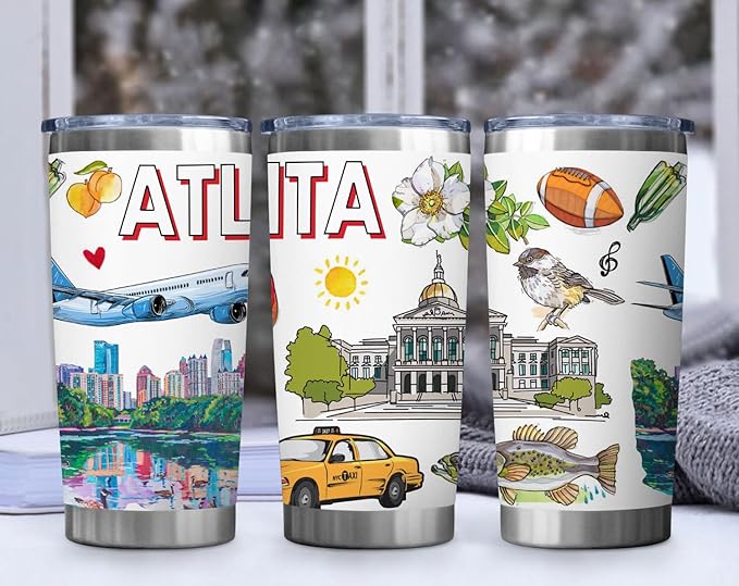 City Travel Mug for City Lover,20oz Double Wall Tumbler Vacuum Insulated Stainless Steel Coffee Cups (Atlanta)