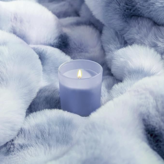 Luxury 1000GSM Faux Rabbit Fur Throw Blanket, Super Heavy Warm Cozy Grey - Image 9