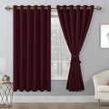 Grommet Blackout Curtains for Bedroom, 70 x 63 Inches, Burgundy | Thermal by Hiasan