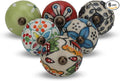 Multicolor Ceramic Knobs for Cupboards and Drawers Assorted Kitchen Cabinet Knob Door Pull Handle for Dresser Wardrobes Boho Home Interior Decor - Pack of 6