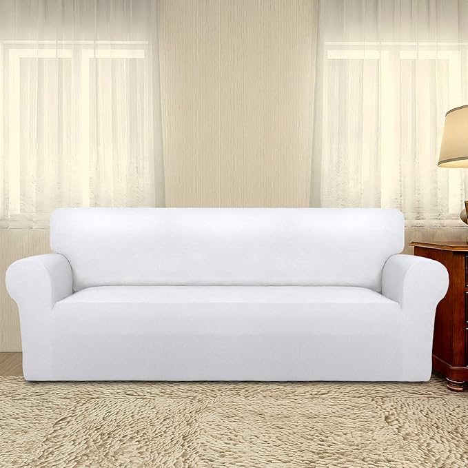 PureFit Stretch Couch Covers for Sofa Large Sofa Slipcovers White | 1-Piece - Image 2