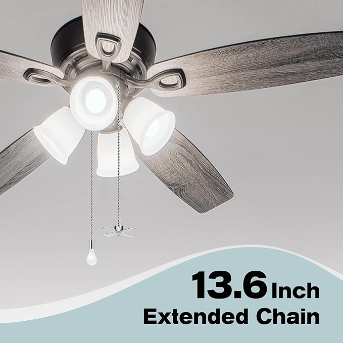 Ceiling Fan Pull Chains With Decorative, 2 Pieces Of Silver Ceiling Fan Chain Extenders 13.6 Inches Fit All Standard Ceiling Fans And Light Fixtures，Pull Chain Extension With Connector.