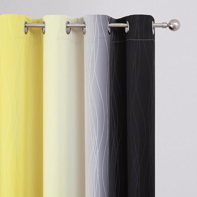 Black and Yellow Ombre Blackout Curtains 63 Inches Long | Room Darkening - Image 4