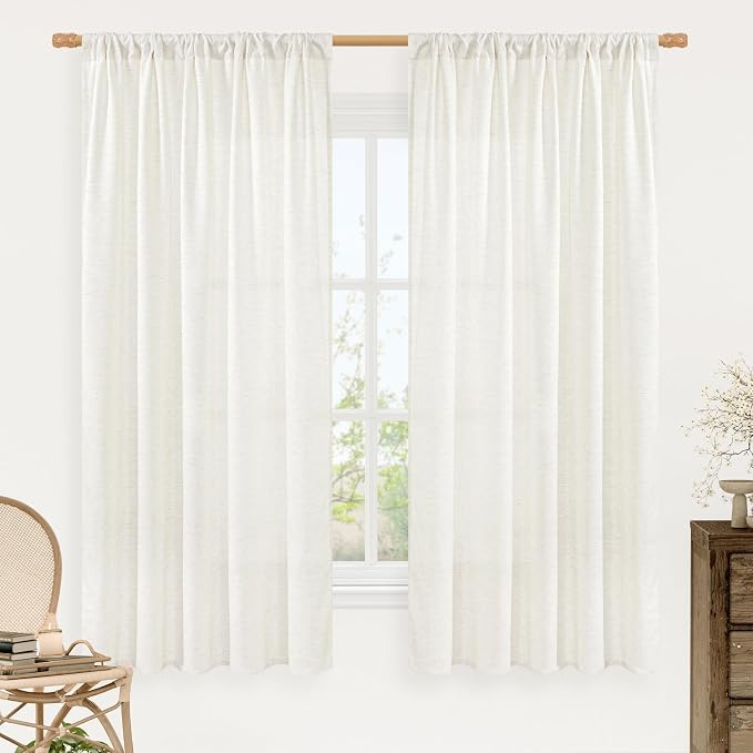 Natural Linen 63 Inch Length Curtains by LAMIT