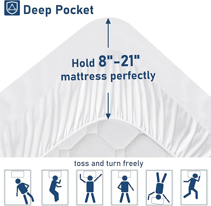 Full Mattress Topper Extra Thick Pillowtop Cooling Mattress Topper Plush Mattress Pad Cover Protector with 8-21 Inch Deep Pocket 3D Snow Down Alternative Fill White