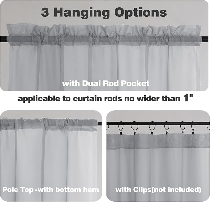 Chyhomenyc Cream Sheer Curtains 90 Inches Long 2 Panels, Light Filtering Cream - Image 6