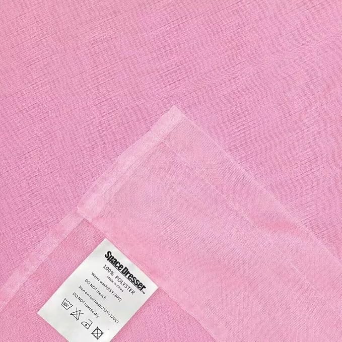 SpaceDresser Basic Rod Pocket Sheer Voile Window Curtain Panels Pink 1 Pair 2 - Image 4