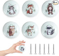 6PCS 1.5" Nursery Safari Animals Ceramics Drawer Handle Pulls Cute Decor Dresser Knobs Children's Cabinet Knob (Bear)