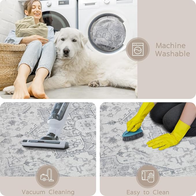 Washable Rugs 8x10 Area Rugs for Living Room, Dining Room, Playroom | Ultra - Image 4