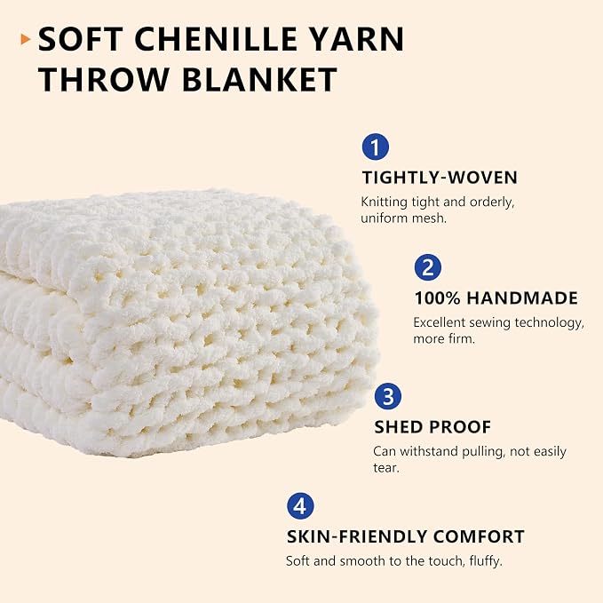 L'AGRATY Chunky Knit Throw Blanket - Image 2