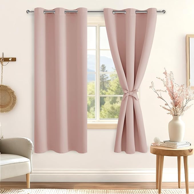 Blackout Curtains for Bedroom, 42 x 63 Inches Length, Blush 2 Panels | Thermal - Image 8