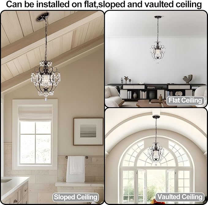 Bronze Chandelier Acrylic Crystals Chandeliers Small Vintage Chandelier 1 Light Antique Chandelier Light Fixtures for Bathroom Living Room Dining Room Kitchen Island