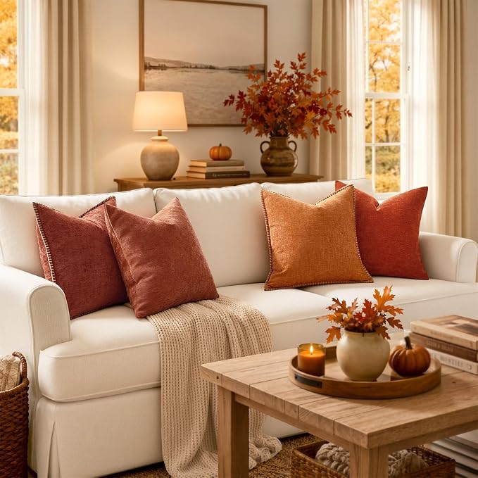 MIULEE Fall Decorative Lumbar Throw Pillow Covers 12x20 Inch Burnt Orange | - Image 6