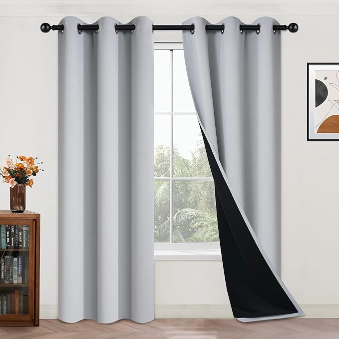 Yakamok Light Grey 100% Blackout Curtains 84 Inches Long 42" Wide 2 Panel | by Yakamok