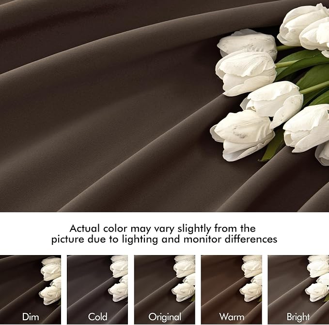 MIULEE Chocolate Brown Back Tab Blackout Curtains 52x90 Inch Long 2 Panels | - Image 8